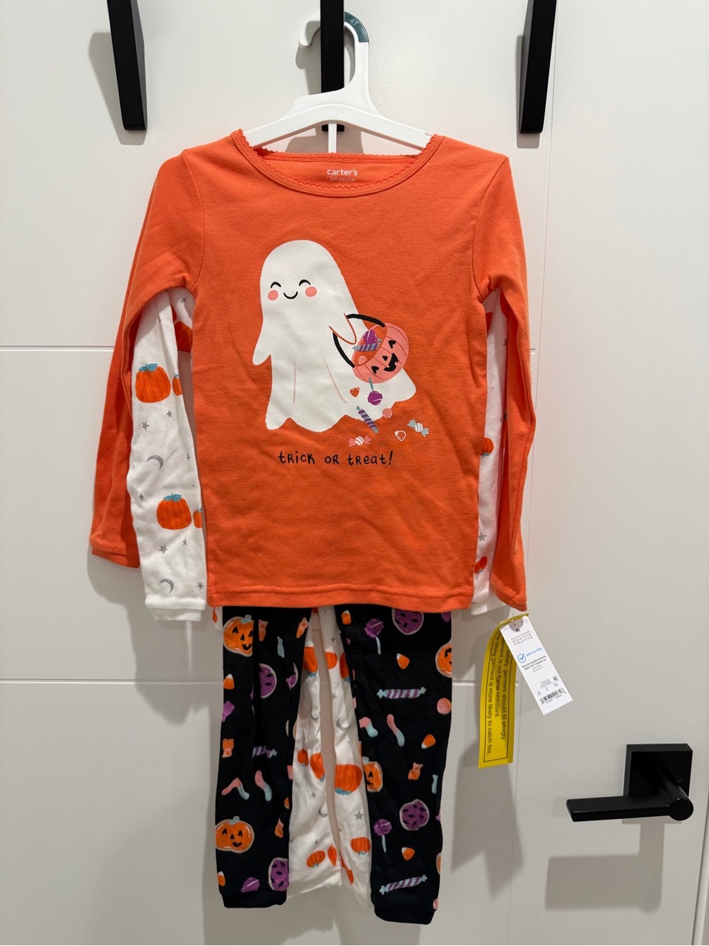 New 4T Carter’s 4 Pc Pajama Set Long Sleeve Pants Halloween 100% Cotton PJs